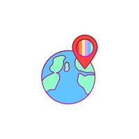 Globe, location, pride vector icon illustration