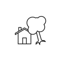 tree fall on the house line vector icon illustration