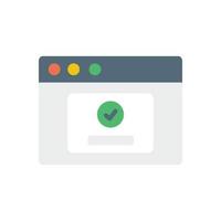 Browser, web site, check mark, password vector icon illustration