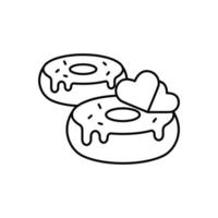 Donuts, heart vector icon illustration