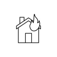 burning house line vector icon illustration