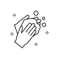 Hands, foam, soap vector icon illustration