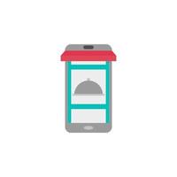 Food delivery, app, eat, food, phone, restaurant shop color vector icon illustration