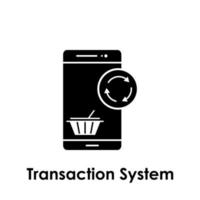 mobile phone, basket, transaction system vector icon illustration