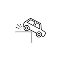 seguro, auto, acantilado, accidente vector icono ilustración