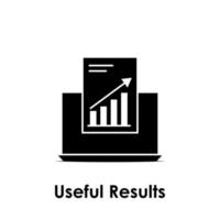 laptop, chart, growth, useful results vector icon illustration