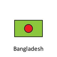 nacional bandera de Bangladesh en sencillo colores con nombre vector icono ilustración
