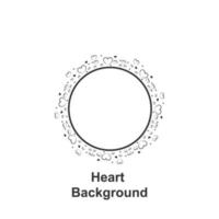 Heart round background, hand drawn in round vector icon illustration