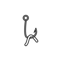 hook with a worm vector icon illustration