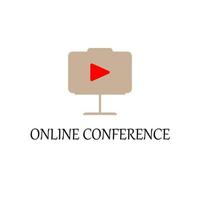 colored online conference vector icon illustration