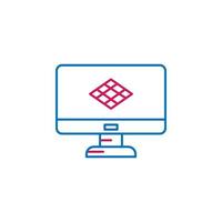 3D printing, monitor vector icon illustration