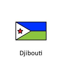 National flag of Djibouti in simple colors with name vector icon illustration