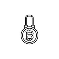 bitcoin, lock vector icon illustration