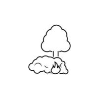 árbol, naturaleza, fumar, fuego vector icono ilustración