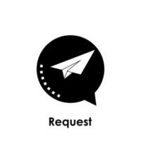 paper plane, bubble, send, request vector icon illustration