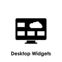 monitor, ordenador personal, nube, escritorio widgets vector icono ilustración
