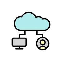 Cloud, monitor, user vector icon illustration