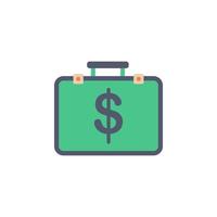 suitcase of money colored vector icon illustration