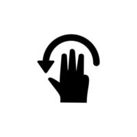 Hand, fingers, gesture, swipe rotate, left vector icon illustration