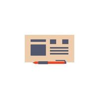 bank check and pen colored vector icon illustration