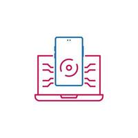 care, computer, inspect, laptop, phone vector icon illustration