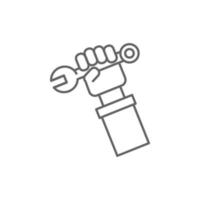 Plumber, wrench, hand vector icon illustration