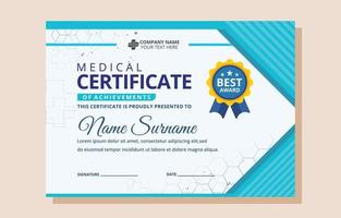 Medical Health Clinic Hospital Professional Certificate Template vector