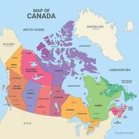 Canadá país mapa con ciudad nombres vector