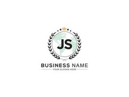 Monogram Js Logo Letter Design, Luxury JS Royal Crown Logo Icon Vector
