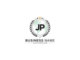 Monogram Jp Logo Letter Design, Luxury JP Royal Crown Logo Icon Vector