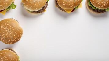 Banner with burger. Copy space, background. . photo