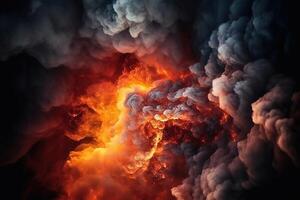 fuego ardiente nube en espacio ilustración antecedentes con generativo ai foto