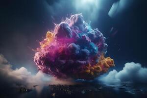 Colorful Cloud Universe Illustration Background with photo