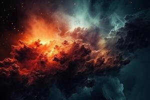 Fire Burning Cloud in Space Illustration Background with photo