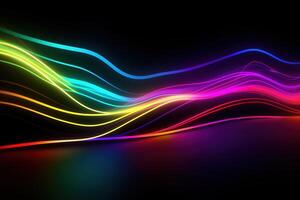 Colorful Neon Light Wave Frame Abstract Background Illustration photo