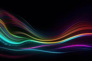 Colorful Neon Light Wave Frame Abstract Background Illustration photo