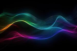 Colorful Neon Light Wave Frame Abstract Background Illustration photo