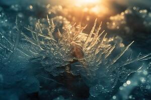 Frozen Nature Ice Detailed Texture Sun Light Background with photo