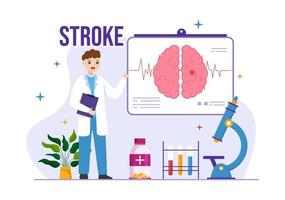 humano cerebro carrera vector ilustración con científico médico, hemorragia y dolor punto en plano dibujos animados mano dibujado aterrizaje página plantillas