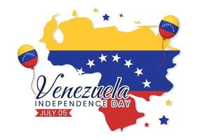 Happy Venezuela Independence Day Vector Illustration on 5 July with Flags, Balloon and Confetti in Memorial Holiday Background Hand Drawn Template