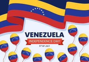 Happy Venezuela Independence Day Vector Illustration on 5 July with Flags, Balloon and Confetti in Memorial Holiday Background Hand Drawn Template