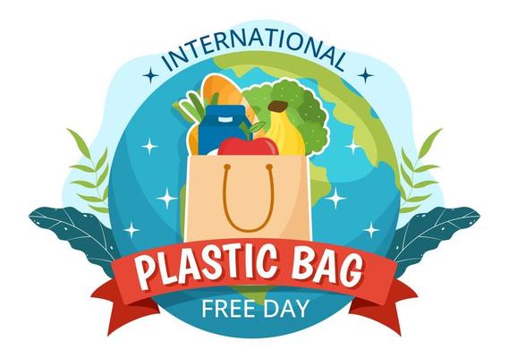 International Plastic Bag Free Day Vector Illustration with Go green, Save Earth and Ocean in Eco Lifestyle Flat Cartoon Hand Drawn Templates