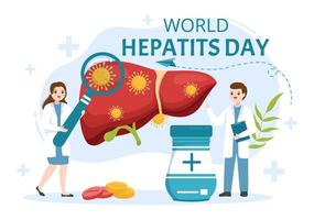 World Hepatitis Day Vector Illustration of Patient Diseased Liver, Cancer and Cirrhosis in Health Care Flat Cartoon Hand Drawn Landing Page Templates