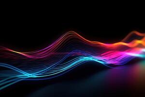 Colorful Neon Light Wave Frame Abstract Background Illustration photo