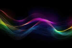 Colorful Neon Light Wave Frame Abstract Background Illustration photo