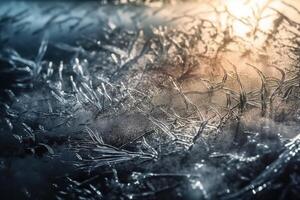 Frozen Nature Ice Detailed Texture Sun Light Background with photo