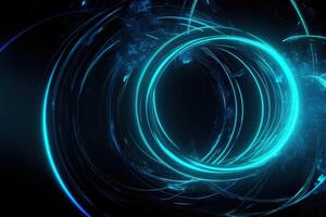Digital Neon Blue Wireframe Abstract Background with photo