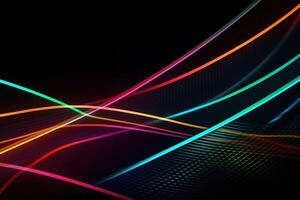 Colorful Neon Light Wave Frame Abstract Background Illustration photo