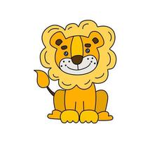 Lion character Vector color doodle illustration isolated on white background