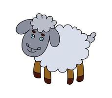 Sheep character Vector color illustration doodle isolated on white background